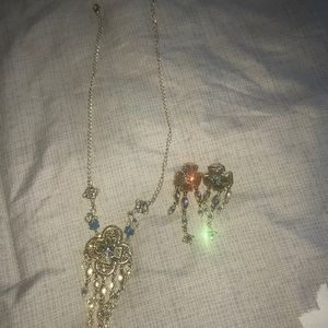 Vintage real gold jewelry set necklace &earings